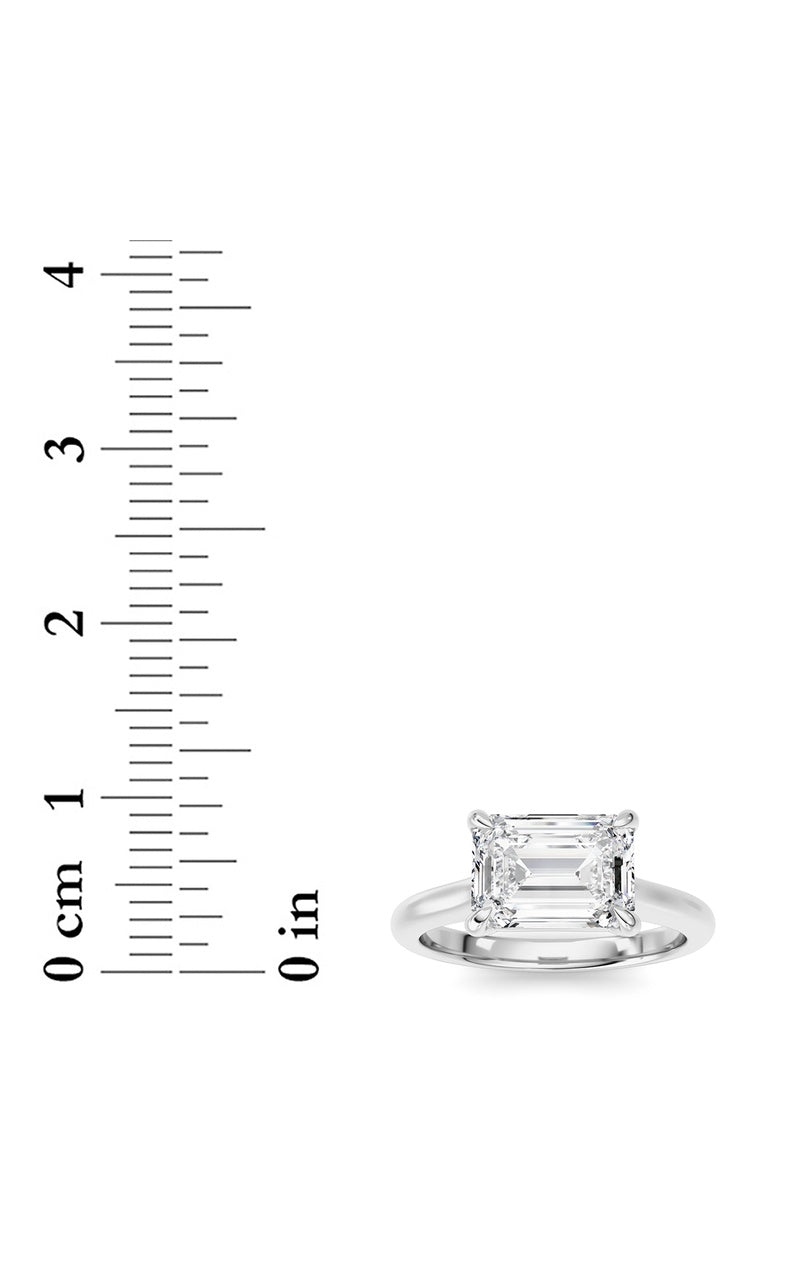 2CTW Emerald Shaped Lab Grown Diamond (F/VS) Ring in 14K White Gold