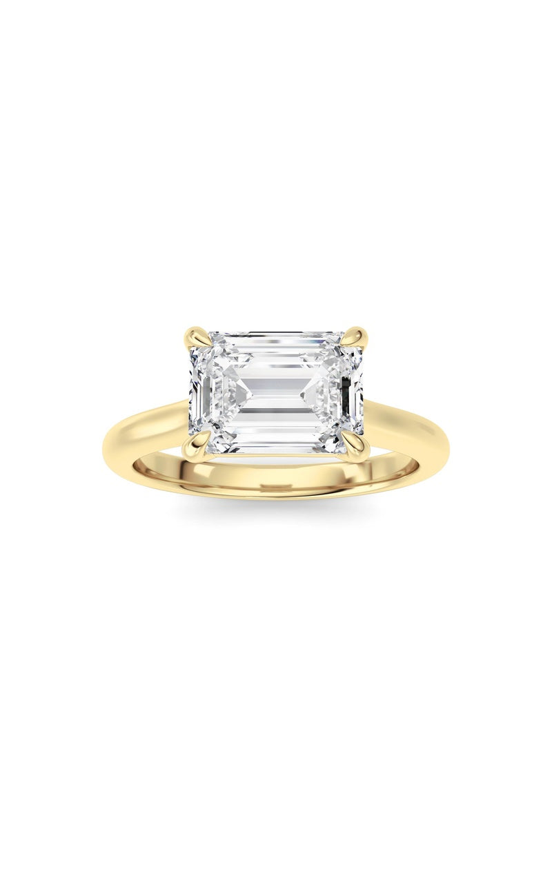 2CTW Emerald Shaped Lab Grown Diamond (F/VS) Ring in 14K White Gold