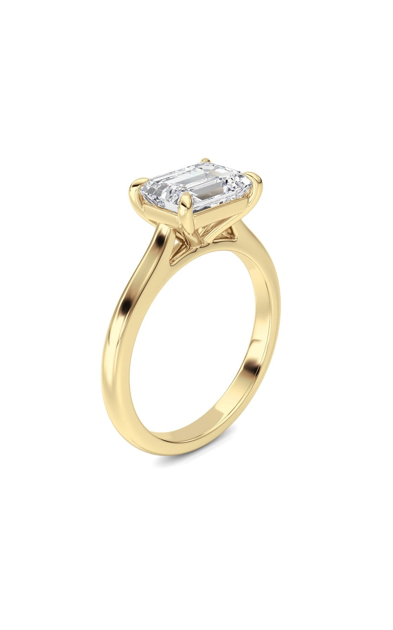 2CTW Emerald Shaped Lab Grown Diamond (F/VS) Ring in 14K White Gold