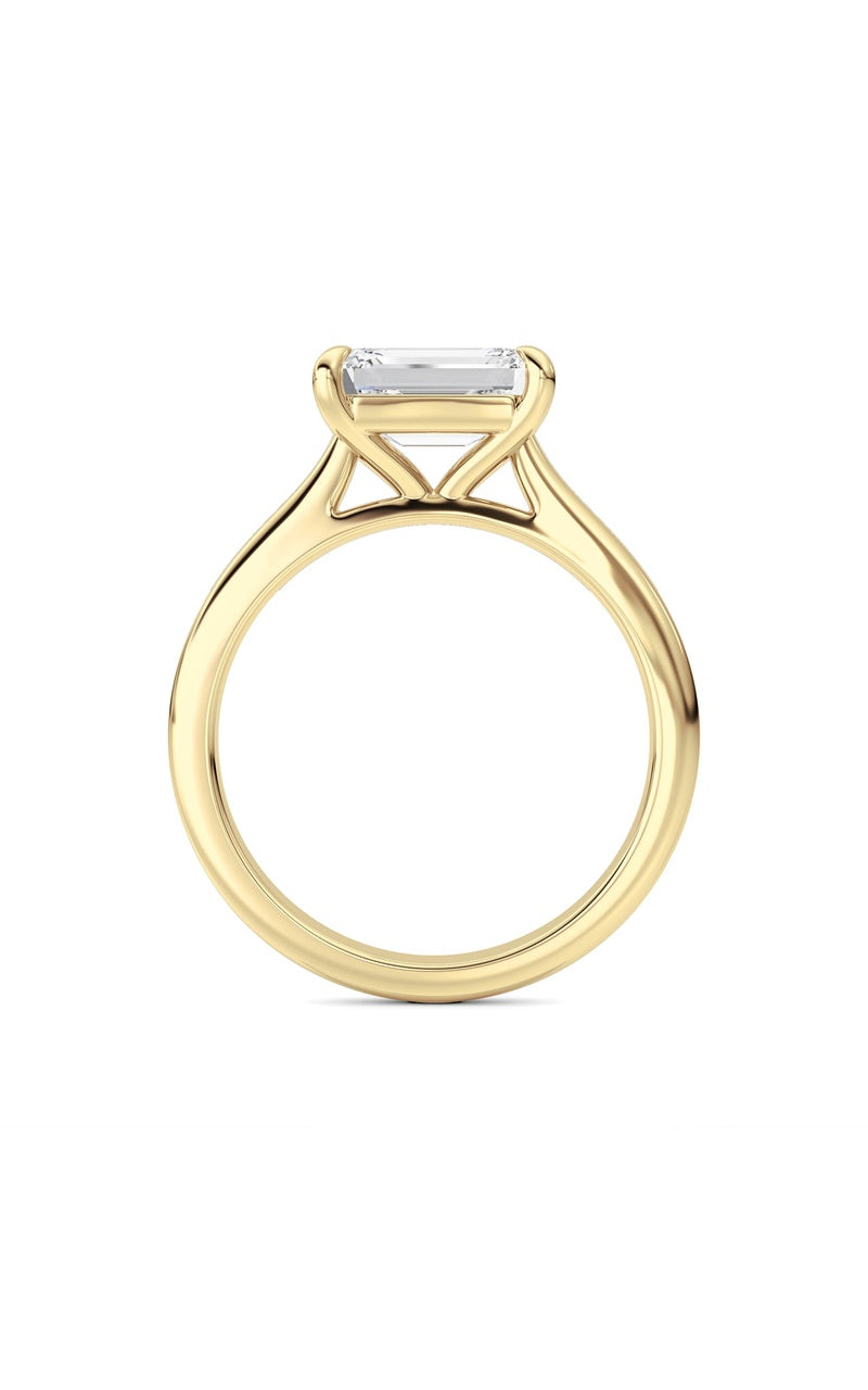 2CTW Emerald Shaped Lab Grown Diamond (F/VS) Ring in 14K White Gold