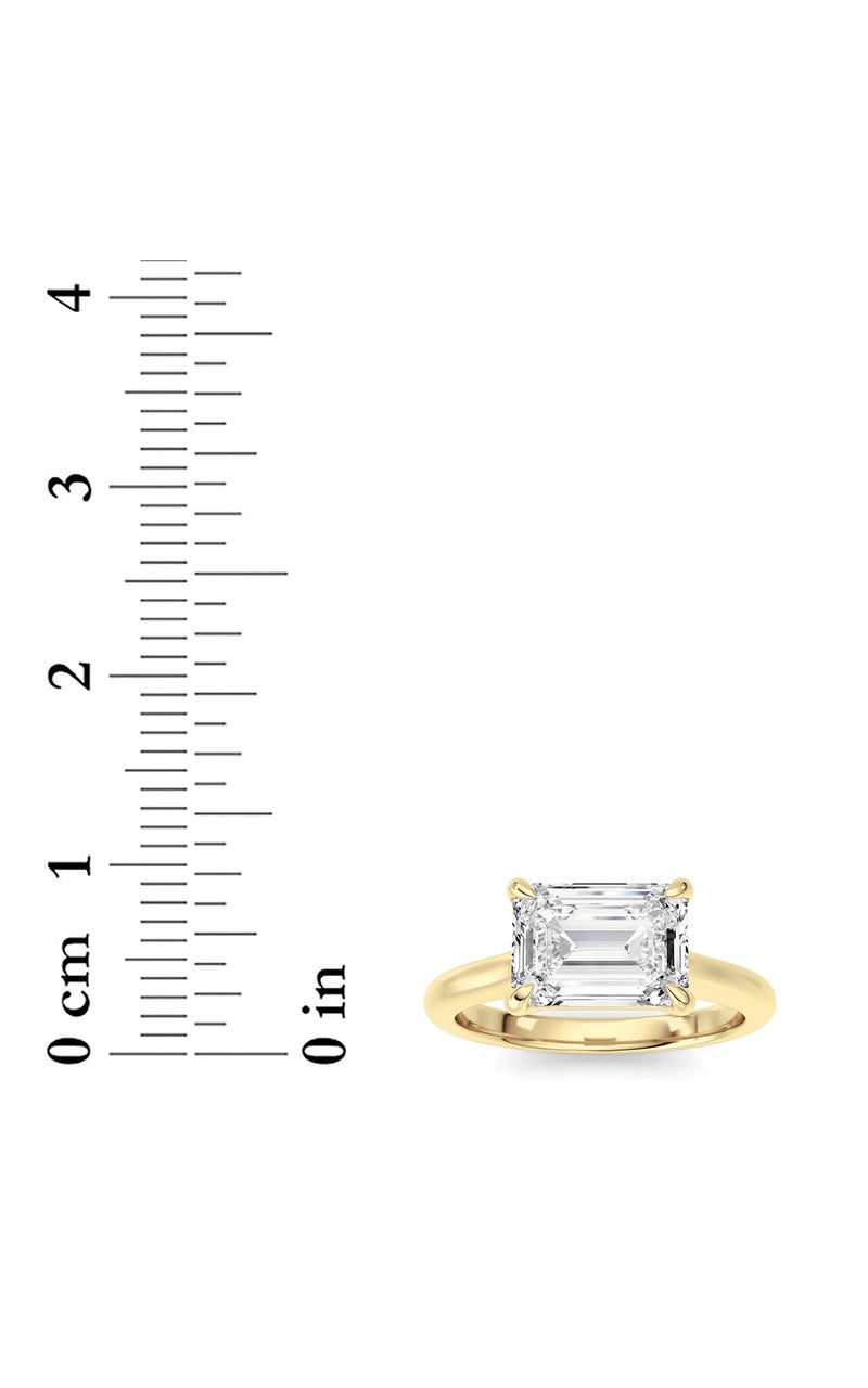 2CTW Emerald Shaped Lab Grown Diamond (F/VS) Ring in 14K White Gold
