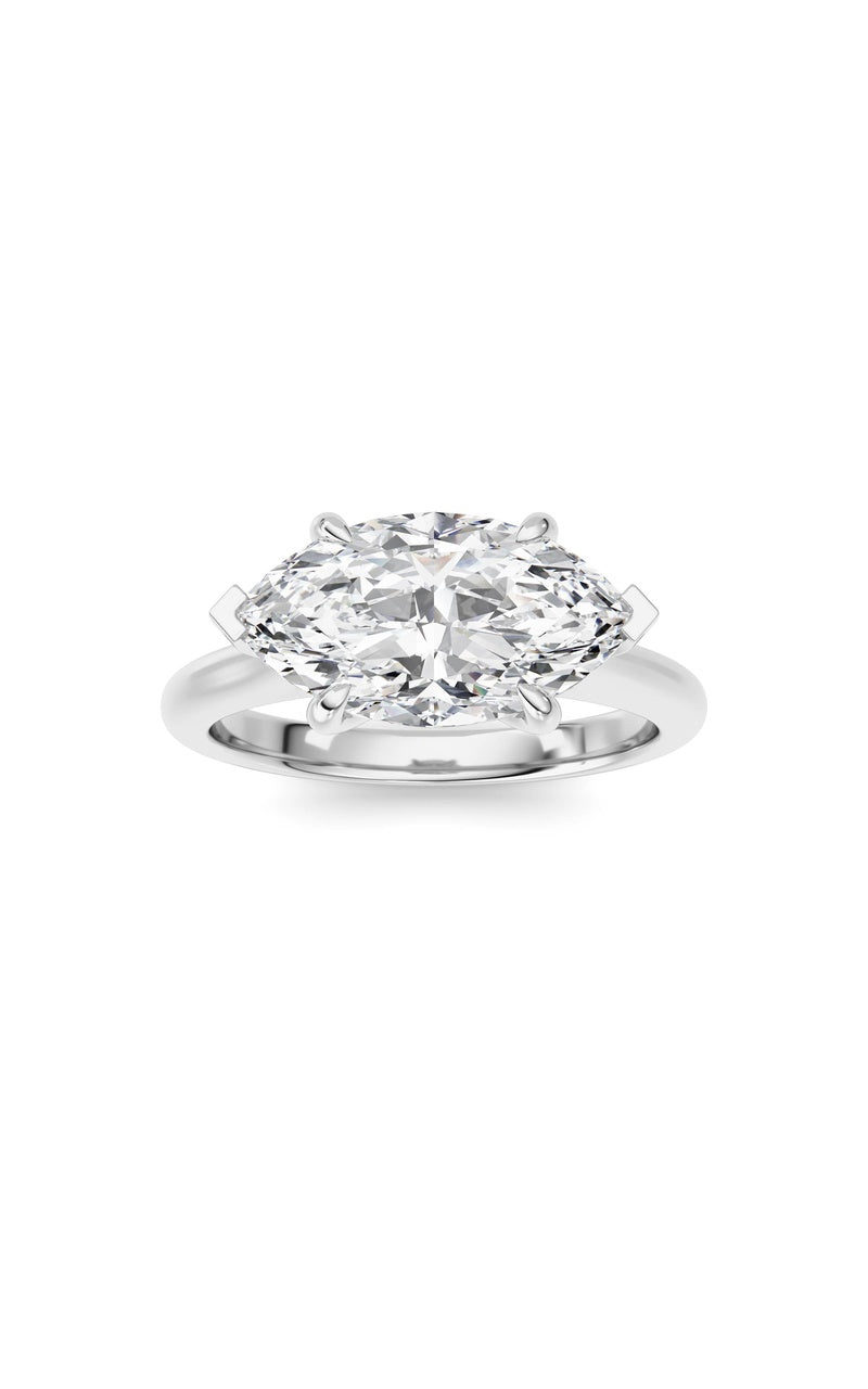 2CTW Marquise Shaped Lab Grown Diamond (F/VS) Ring in 14K White Gold