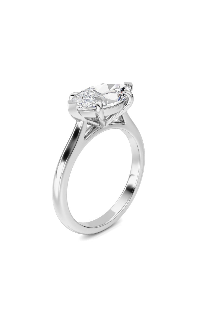 2CTW Marquise Shaped Lab Grown Diamond (F/VS) Ring in 14K White Gold