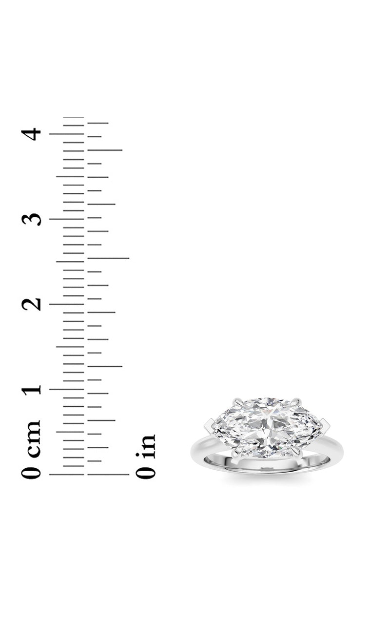 2CTW Marquise Shaped Lab Grown Diamond (F/VS) Ring in 14K White Gold