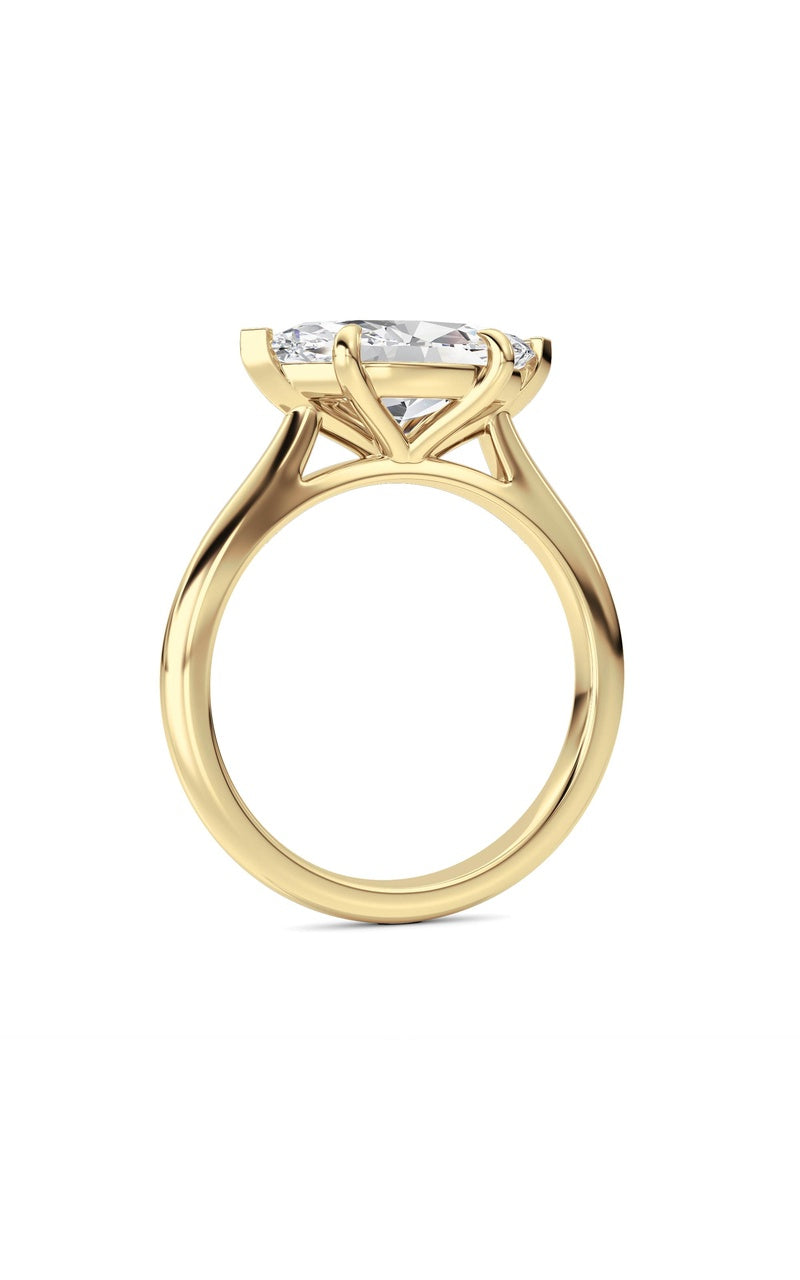 2CTW Marquise Shaped Lab Grown Diamond (F/VS) Ring in 14K White Gold