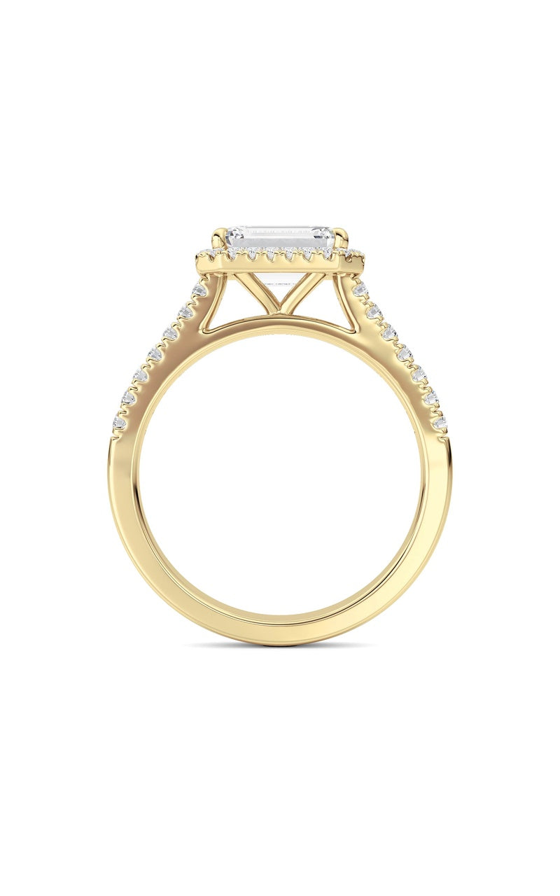 2CTW Emerald Shaped Lab Grown Diamond (F/VS) Ring in 14K White Gold