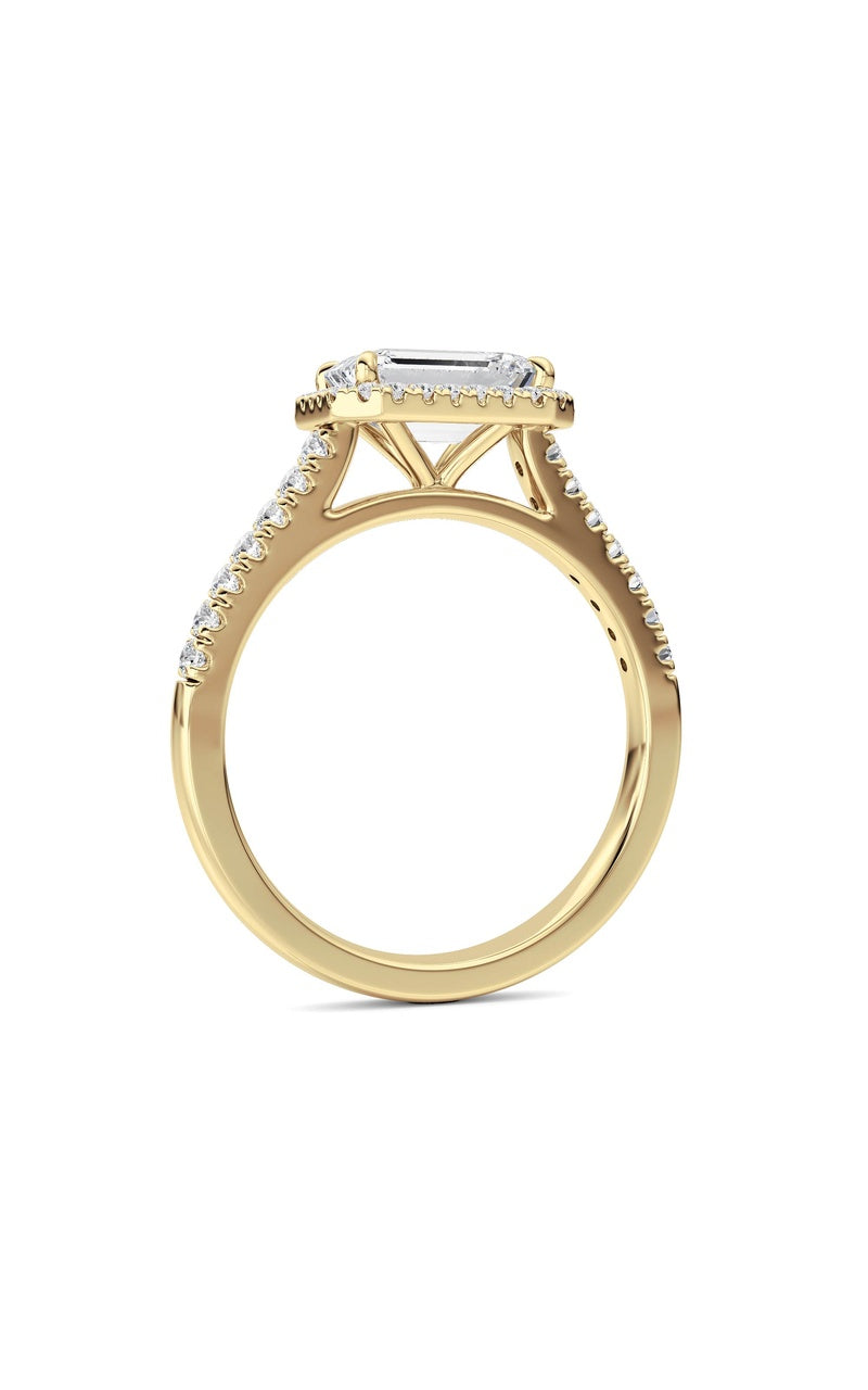 2CTW Emerald Shaped Lab Grown Diamond (F/VS) Ring in 14K White Gold