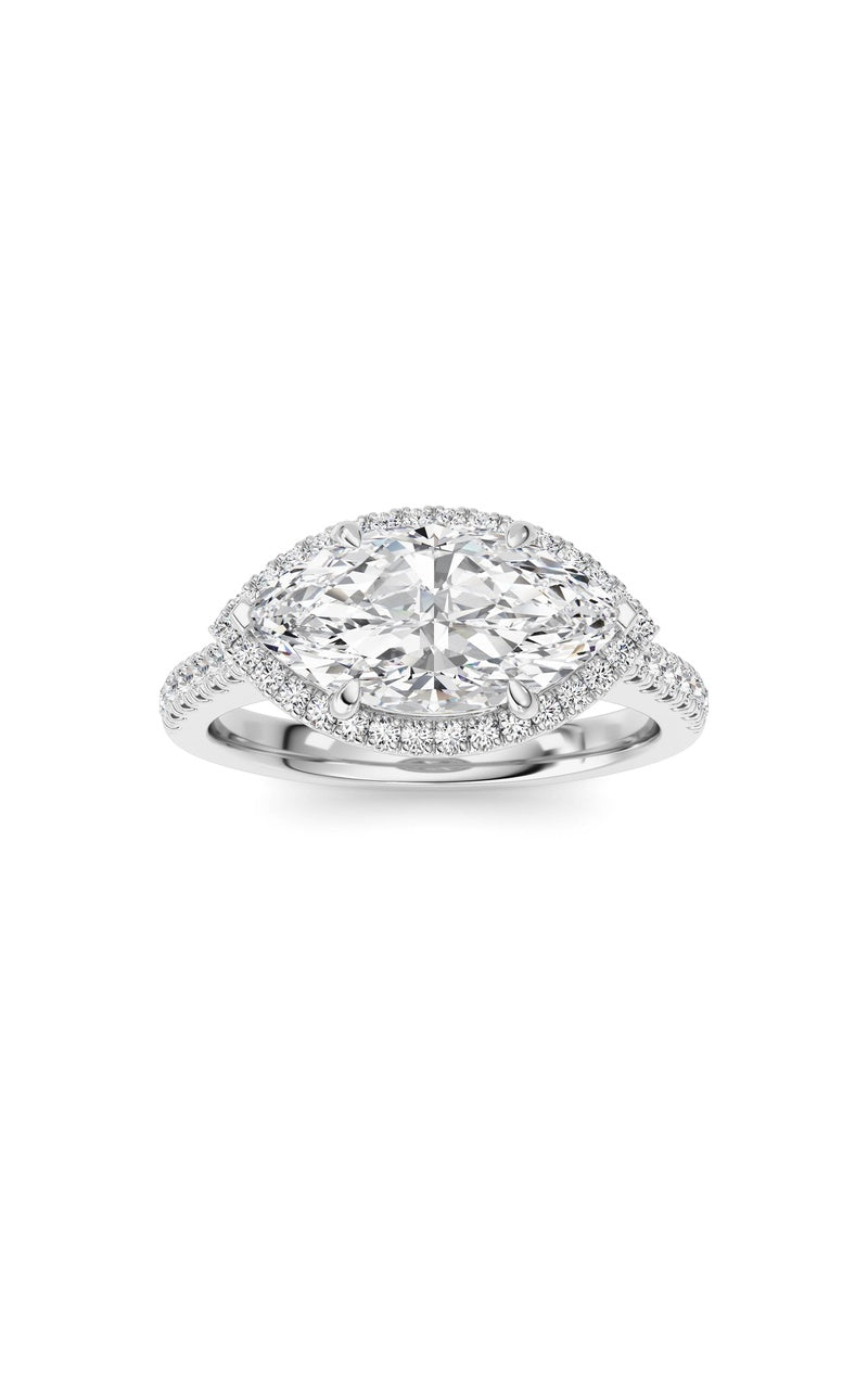 2CTW Marquise Shaped Lab Grown Diamond (F/VS) Ring in 14K White Gold