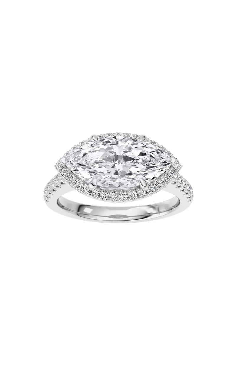 2CTW Marquise Shaped Lab Grown Diamond (F/VS) Ring in 14K White Gold