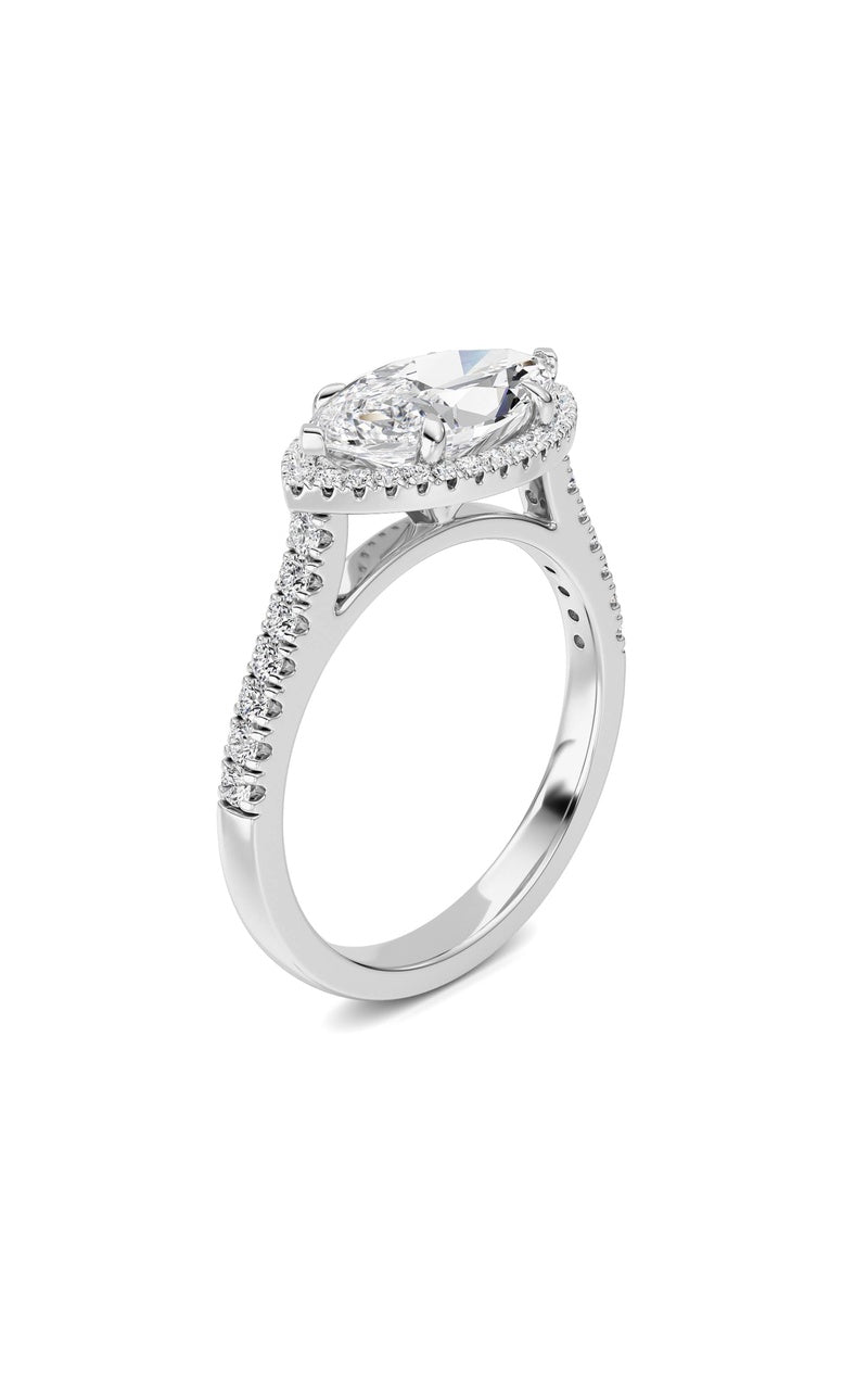 2CTW Marquise Shaped Lab Grown Diamond (F/VS) Ring in 14K White Gold