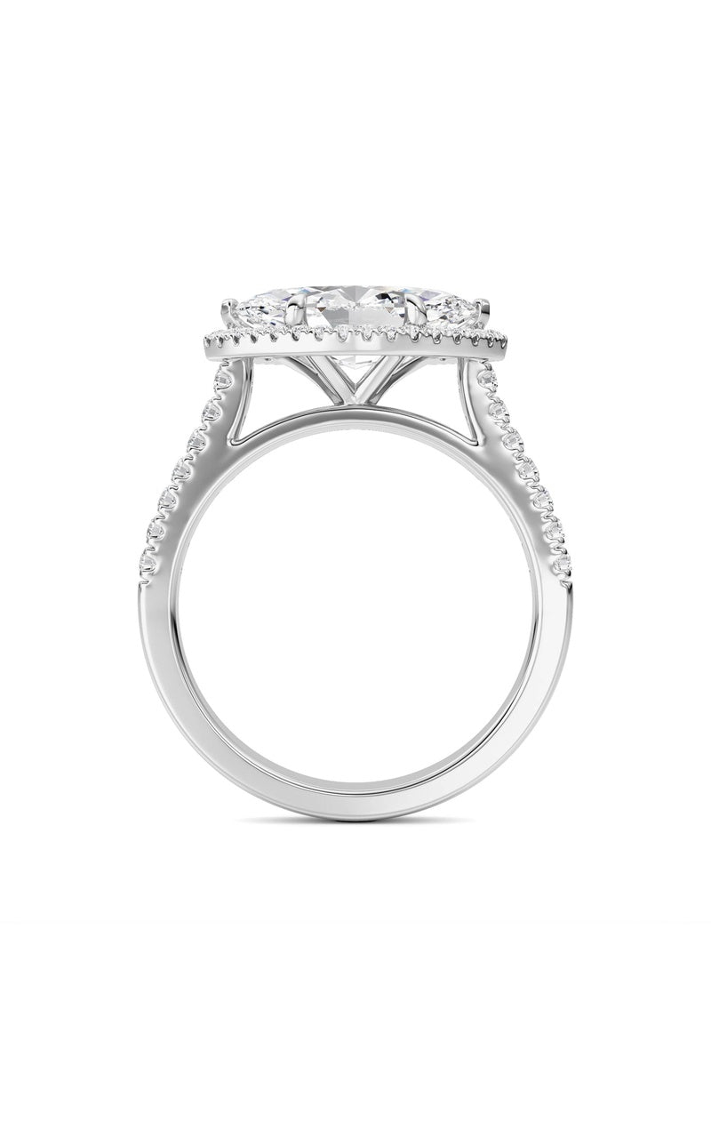2CTW Marquise Shaped Lab Grown Diamond (F/VS) Ring in 14K White Gold