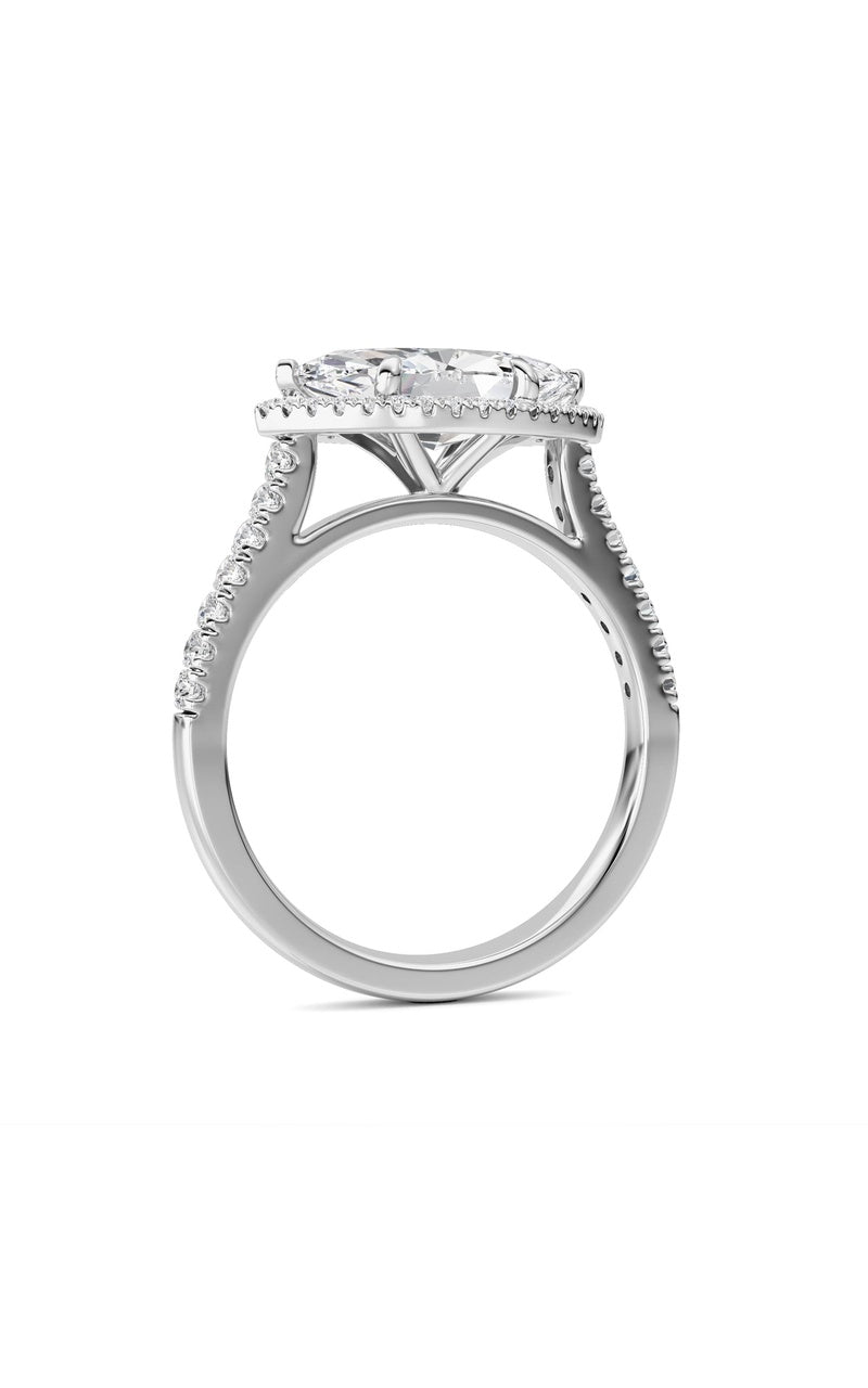 2CTW Marquise Shaped Lab Grown Diamond (F/VS) Ring in 14K White Gold