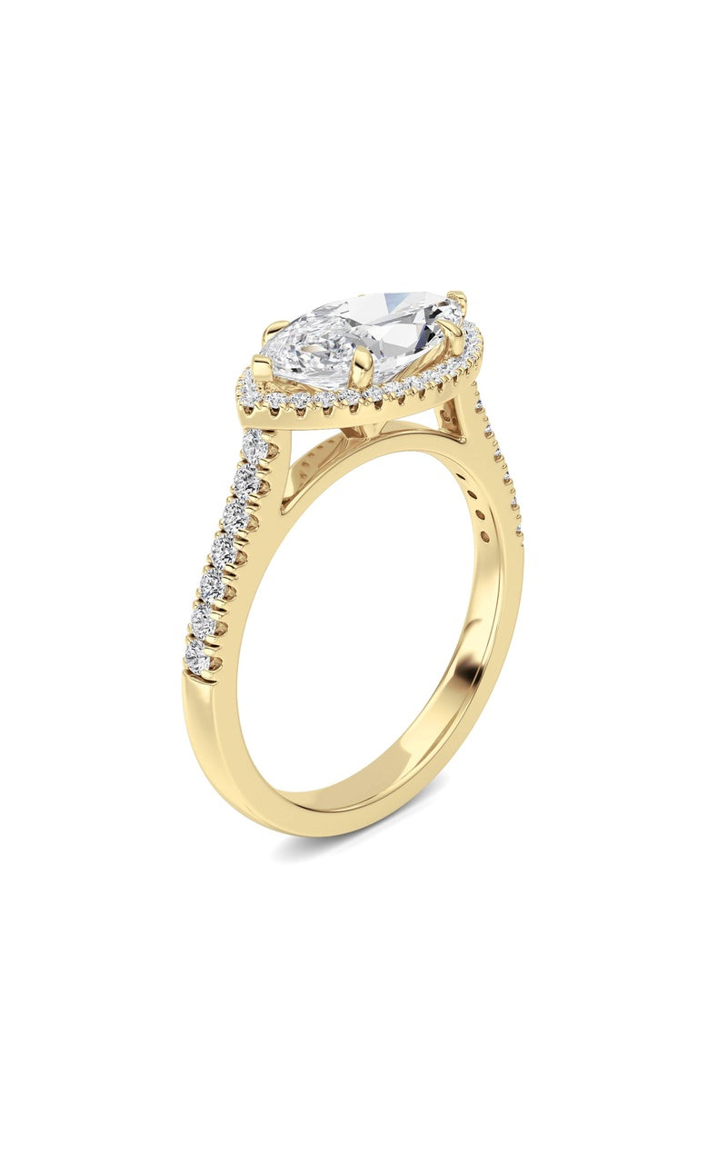 2CTW Marquise Shaped Lab Grown Diamond (F/VS) Ring in 14K White Gold
