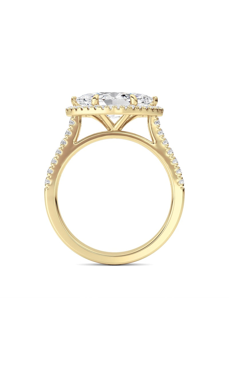 2CTW Marquise Shaped Lab Grown Diamond (F/VS) Ring in 14K White Gold
