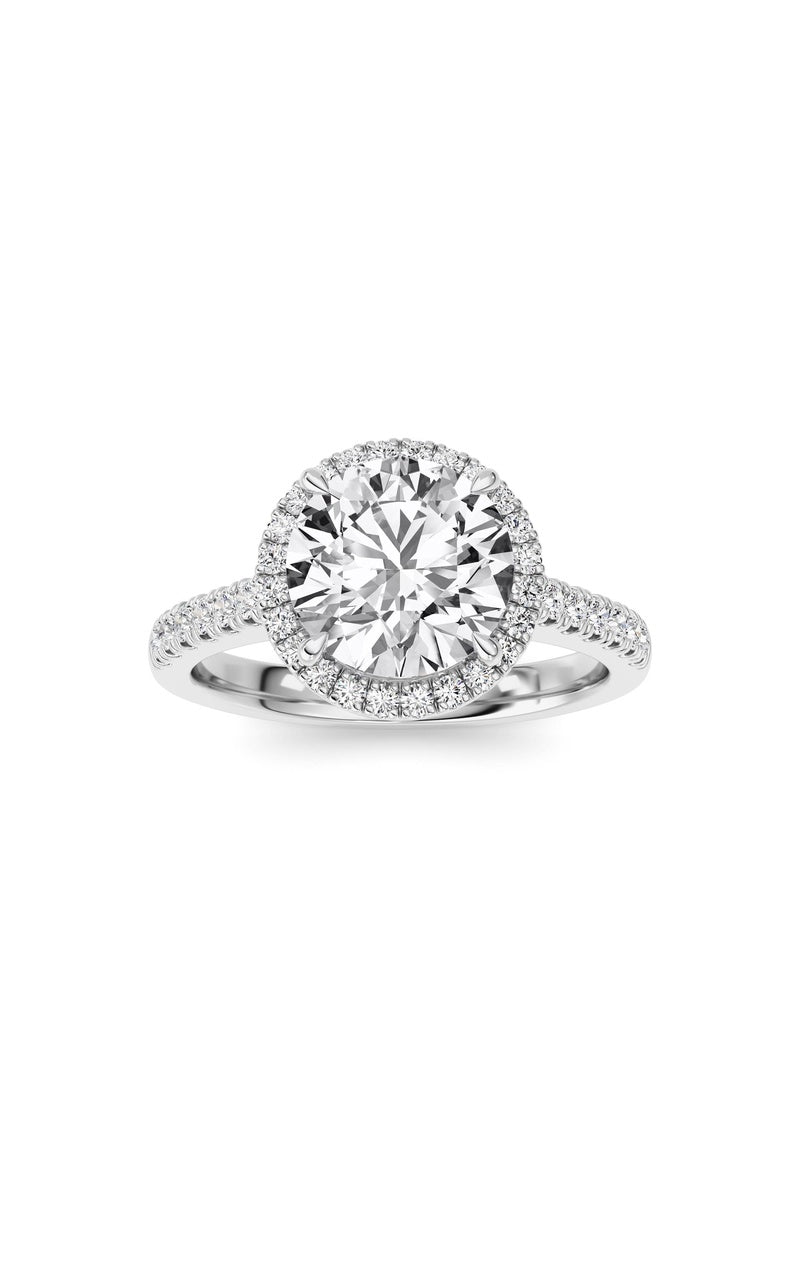 2CTW Round Shaped Lab Grown Diamond (F/VS) Ring in 14K White Gold