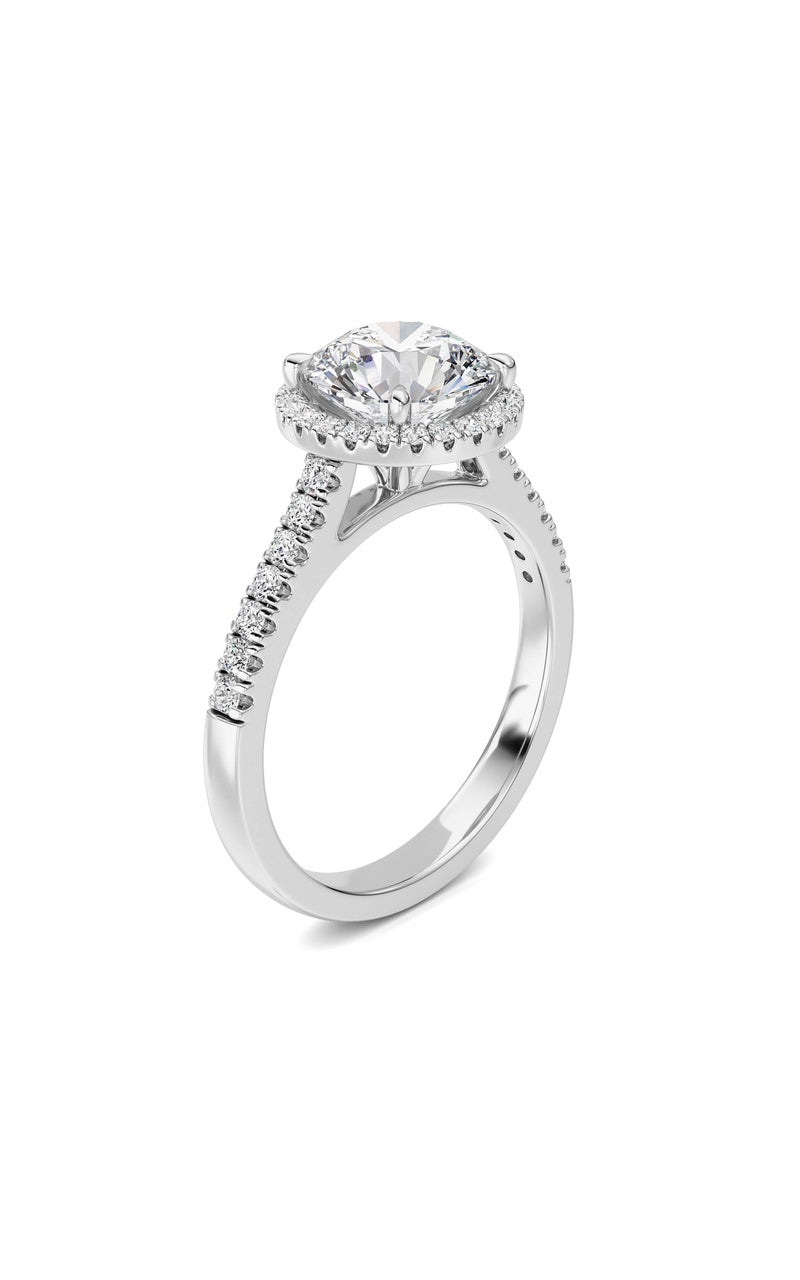 2CTW Round Shaped Lab Grown Diamond (F/VS) Ring in 14K White Gold