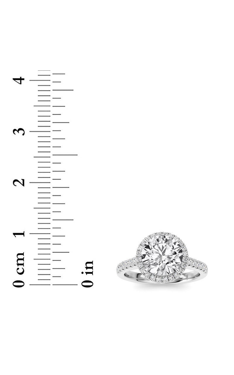 2CTW Round Shaped Lab Grown Diamond (F/VS) Ring in 14K White Gold