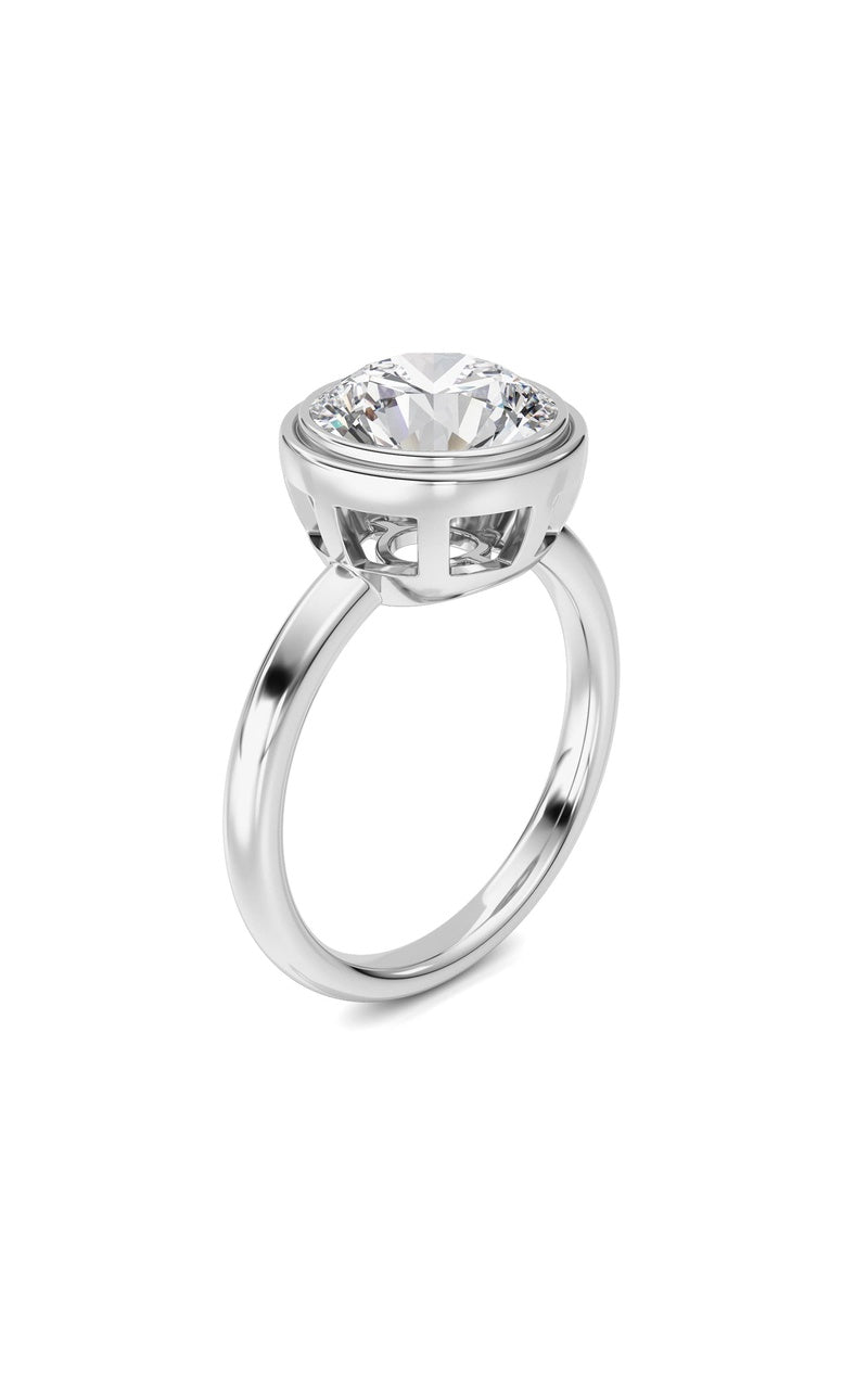 3CTW Round Shaped Lab Grown Diamond (F/VS) Ring in 14K White Gold