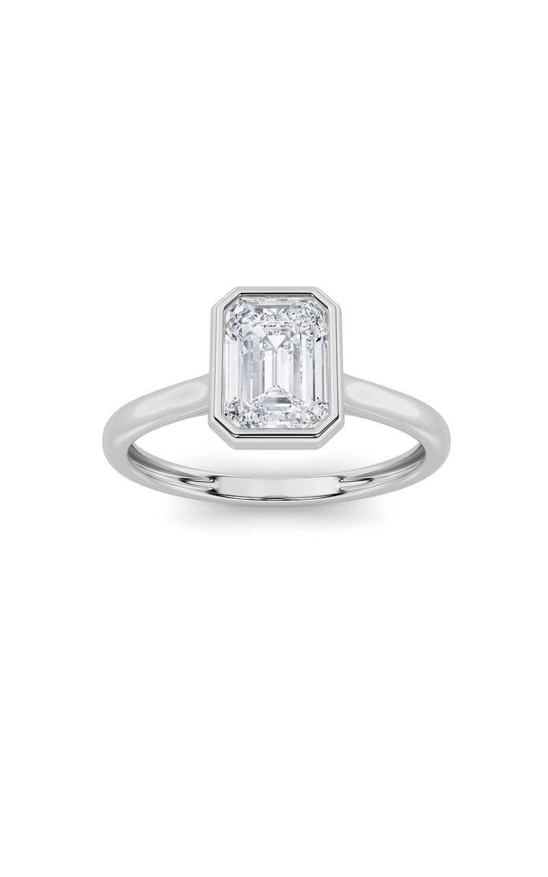 1CTW Emerald Shaped Lab Grown Diamond (F/VS) Ring in 14K White Gold