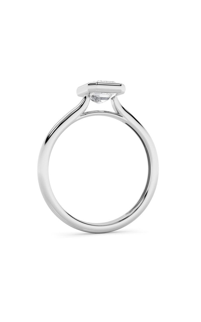 1CTW Emerald Shaped Lab Grown Diamond (F/VS) Ring in 14K White Gold