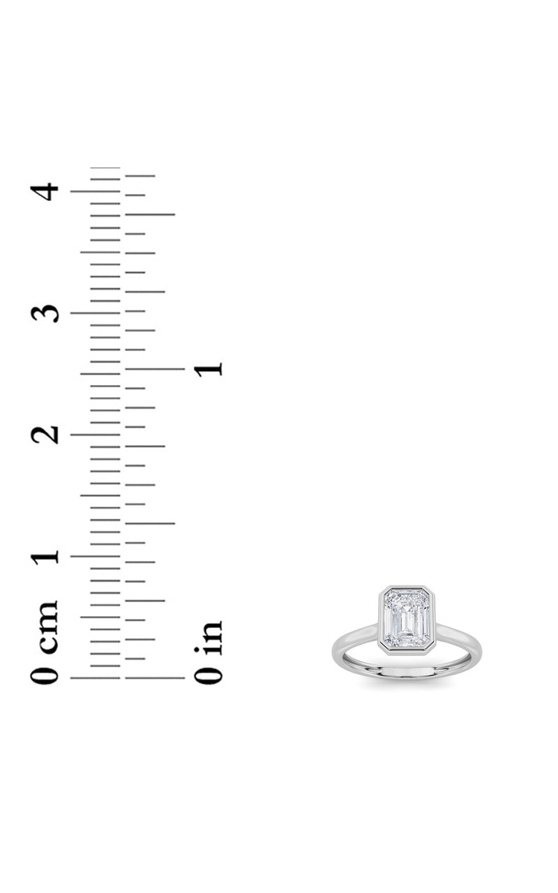 1CTW Emerald Shaped Lab Grown Diamond (F/VS) Ring in 14K White Gold