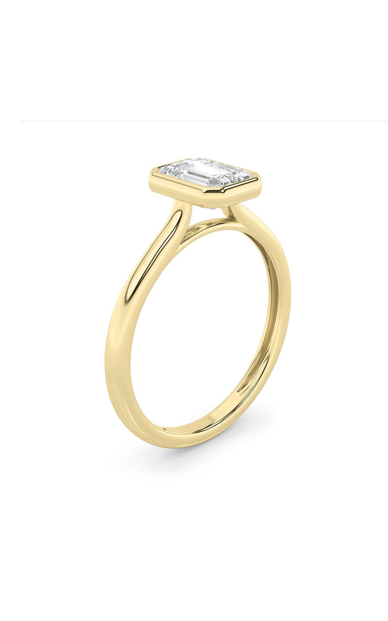 1CTW Emerald Shaped Lab Grown Diamond (F/VS) Ring in 14K White Gold