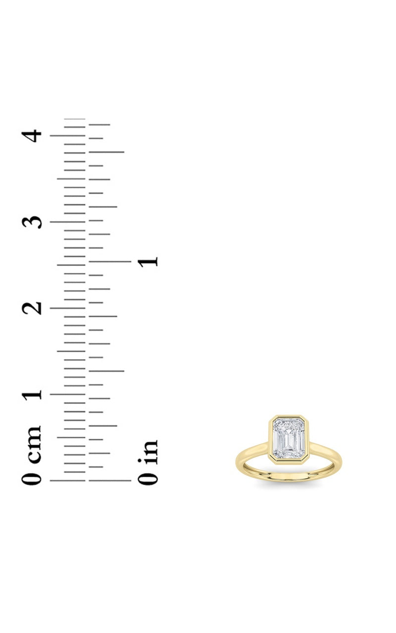 1CTW Emerald Shaped Lab Grown Diamond (F/VS) Ring in 14K White Gold