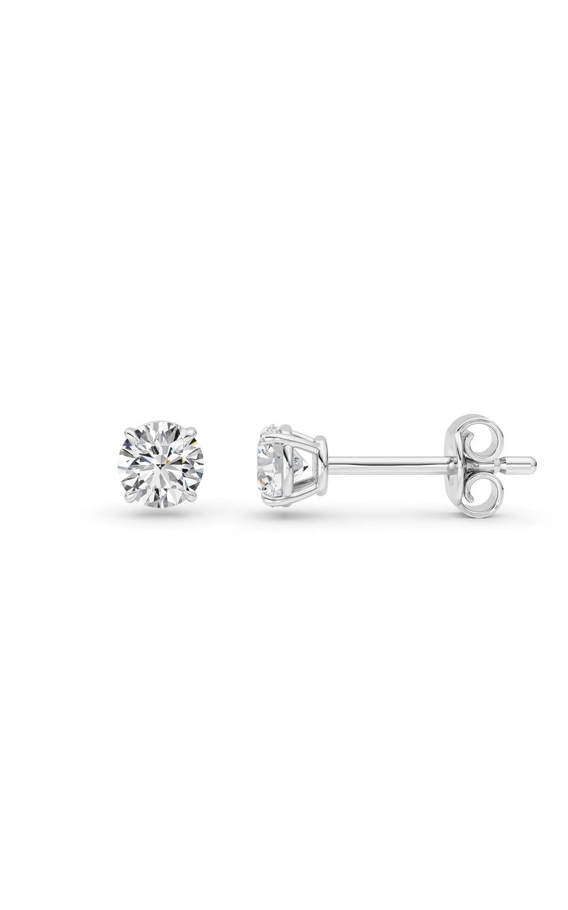 0.5 Cttw Round Brilliant Stud Earrings in 14K White Gold Over Sterling Silver, Silver|14K White Gold