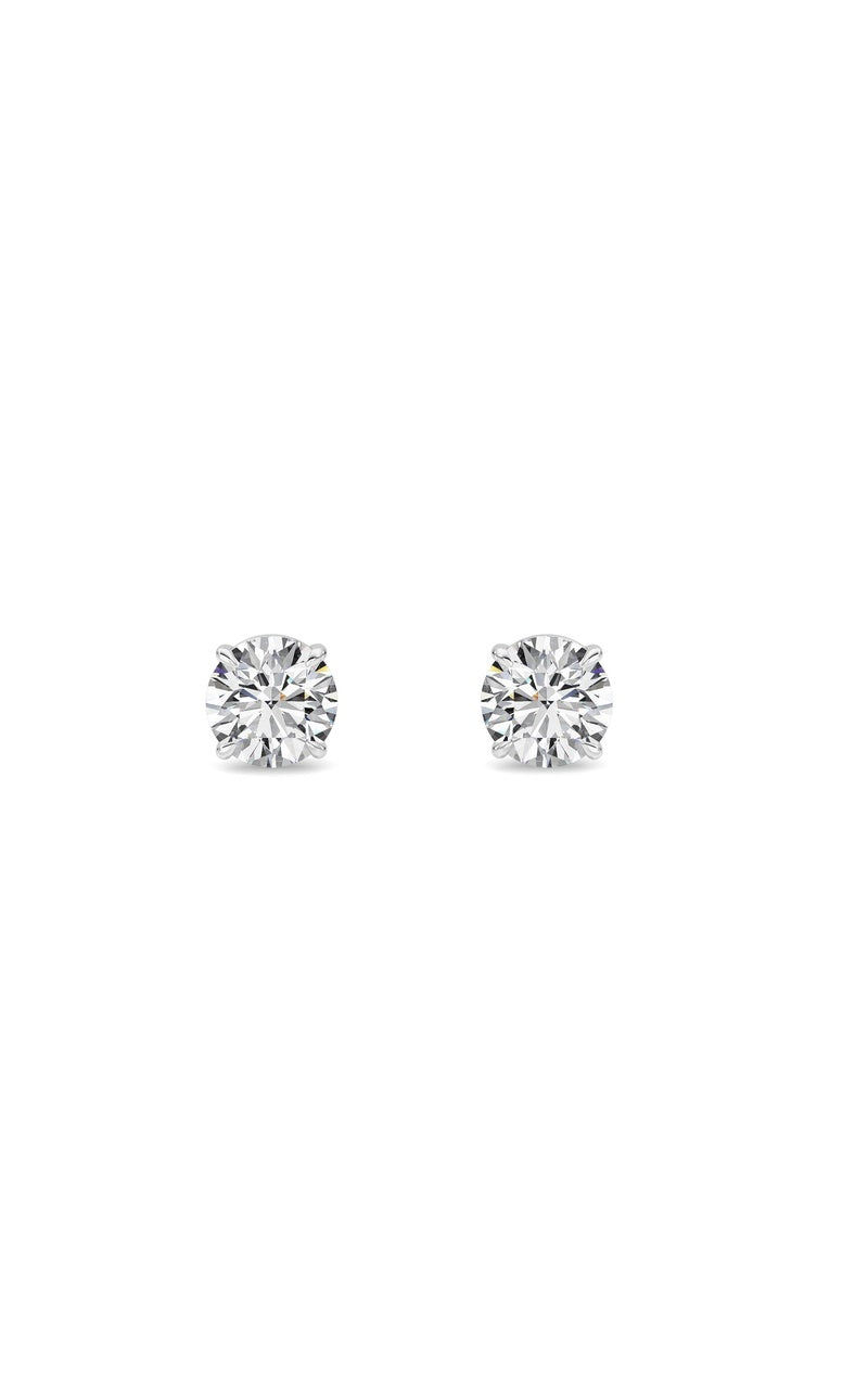 0.5 Cttw Round Brilliant Stud Earrings in 14K White Gold Over Sterling Silver, Silver|14K White Gold