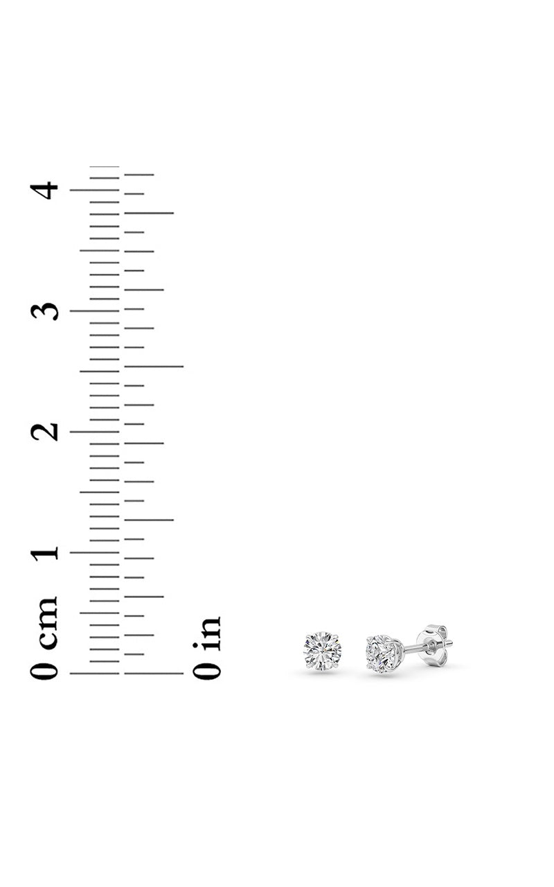 0.5 Cttw Round Brilliant Stud Earrings in 14K White Gold Over Sterling Silver, Silver|14K White Gold