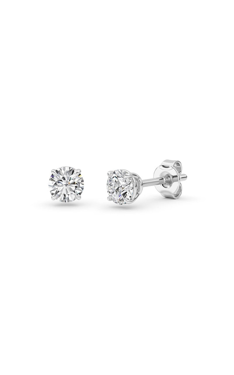 0.5 Cttw Round Brilliant Stud Earrings in 14K White Gold Over Sterling Silver, Silver|14K White Gold