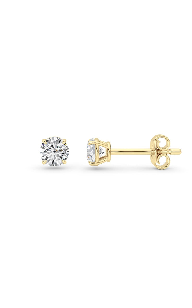 0.5 Cttw Round Brilliant Stud Earrings in 14K White Gold Over Sterling Silver, Silver|14K Yellow Gold