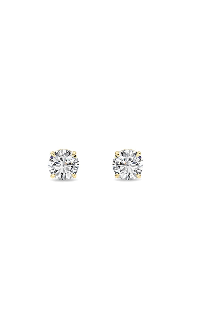 0.5 Cttw Round Brilliant Stud Earrings in 14K White Gold Over Sterling Silver, Silver|14K Yellow Gold