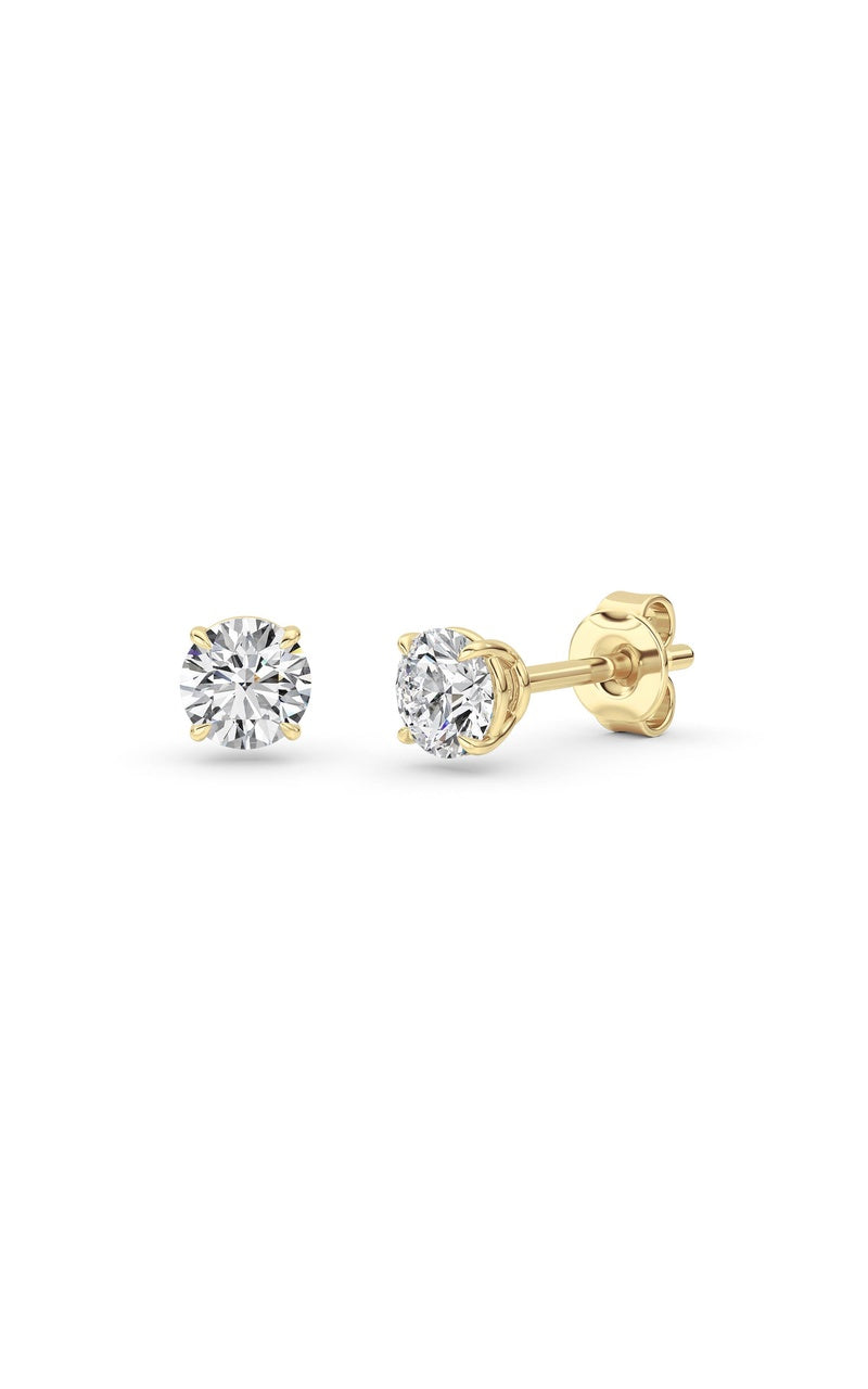 0.5 Cttw Round Brilliant Stud Earrings in 14K White Gold Over Sterling Silver, Silver|14K Yellow Gold