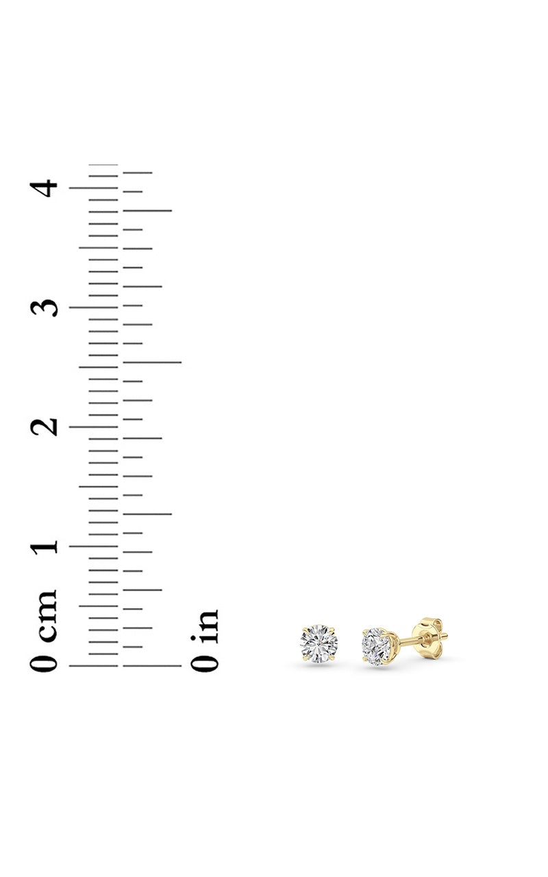 0.5 Cttw Round Brilliant Stud Earrings in 14K White Gold Over Sterling Silver, Silver|14K Yellow Gold