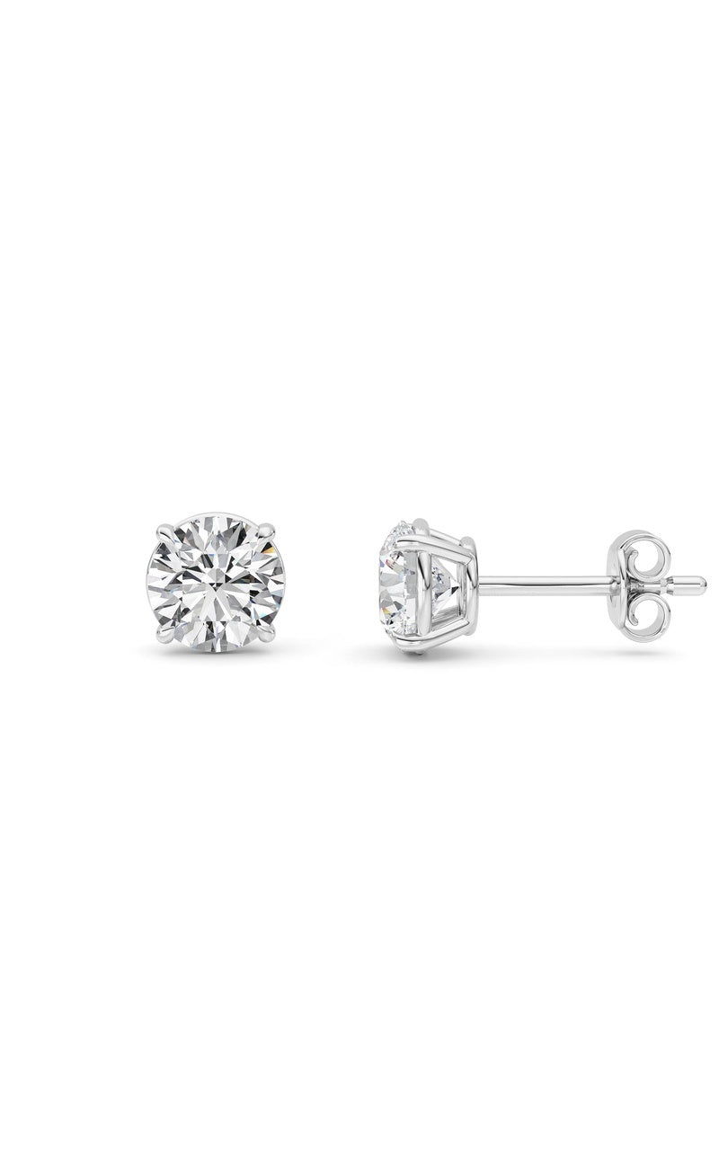 1 Cttw Round Brilliant Stud Earrings in 14K White Gold Over Sterling Silver, Silver|14K White Gold