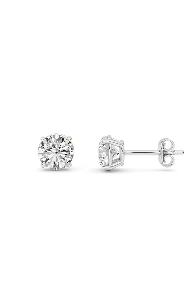 1 Cttw Round Brilliant Stud Earrings in 14K White Gold Over Sterling Silver