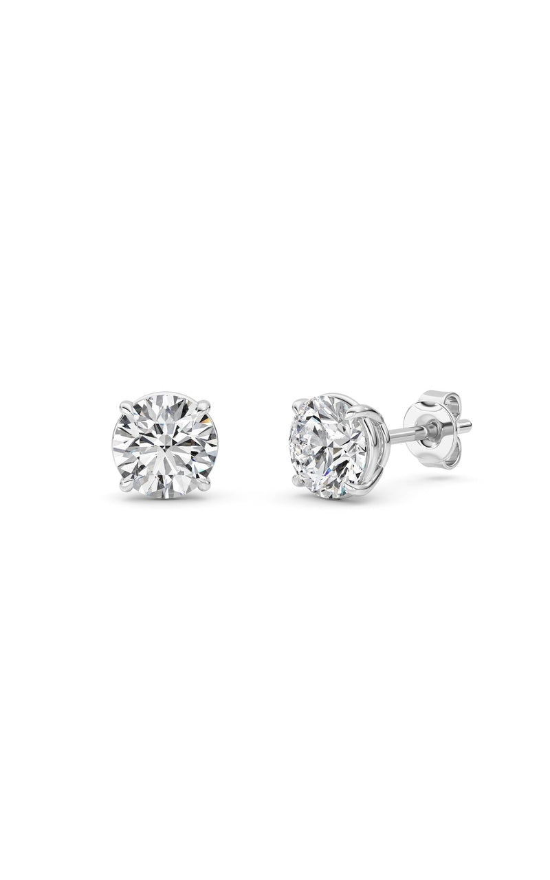 1 Cttw Round Brilliant Stud Earrings in 14K White Gold Over Sterling Silver, Silver|14K White Gold