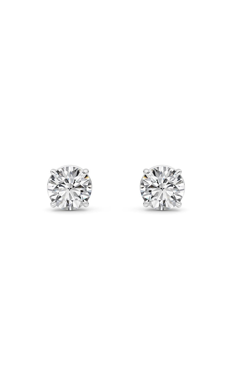 1 Cttw Round Brilliant Stud Earrings in 14K White Gold Over Sterling Silver, Silver|14K White Gold