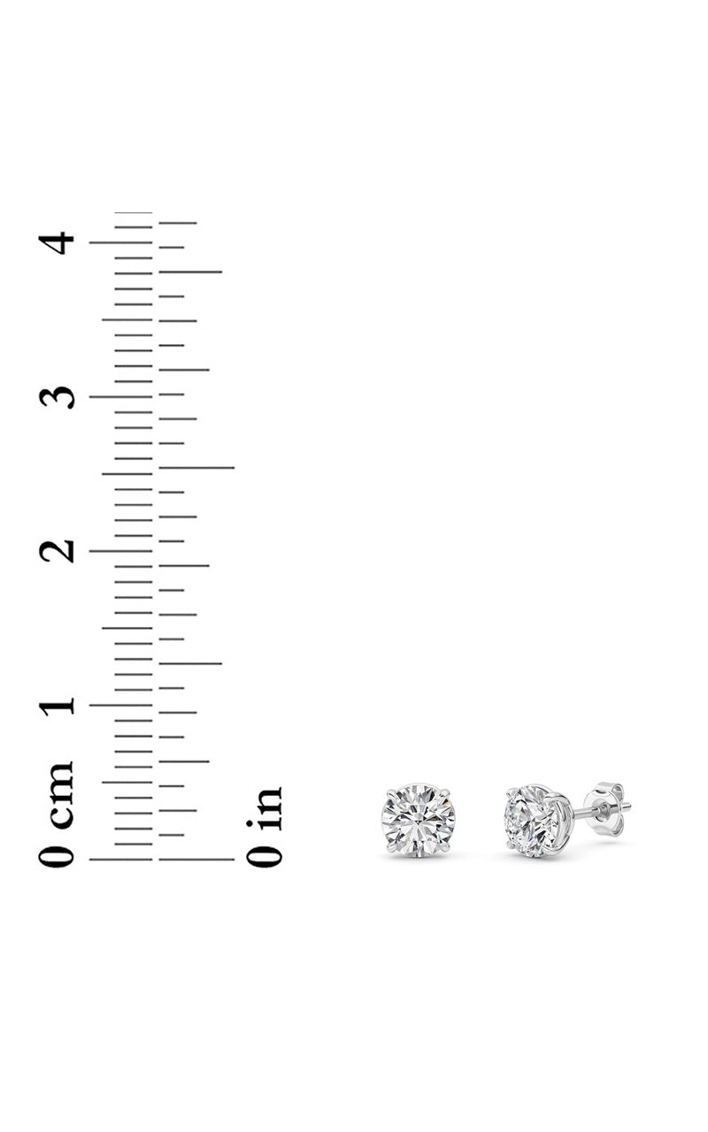 1 Cttw Round Brilliant Stud Earrings in 14K White Gold Over Sterling Silver, Silver|14K White Gold