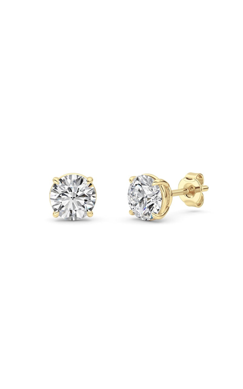 1 Cttw Round Brilliant Stud Earrings in 14K White Gold Over Sterling Silver, Silver|14K Yellow Gold