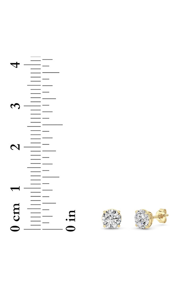 1 Cttw Round Brilliant Stud Earrings in 14K White Gold Over Sterling Silver, Silver|14K Yellow Gold
