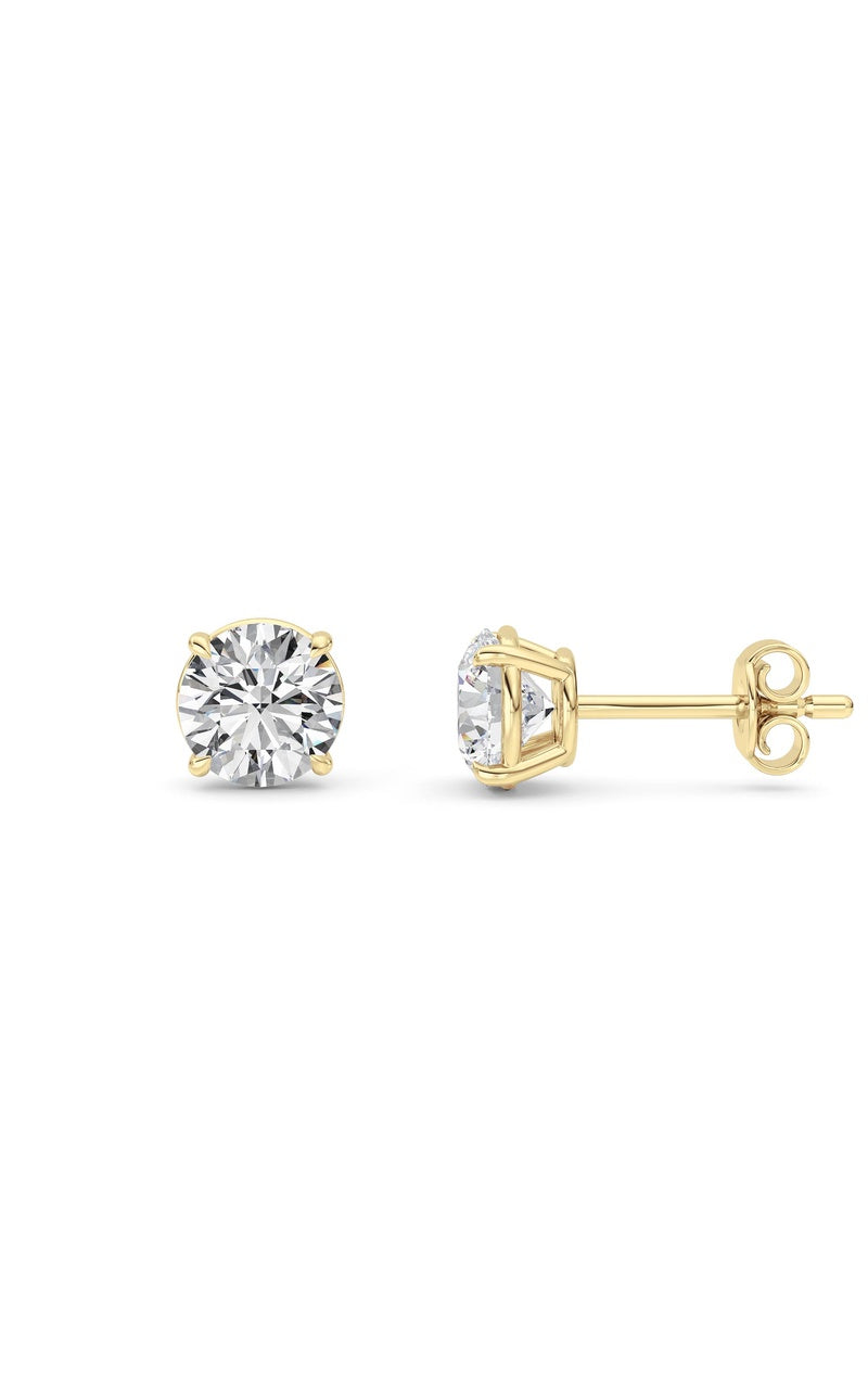 1 Cttw Round Brilliant Stud Earrings in 14K White Gold Over Sterling Silver, Silver|14K Yellow Gold