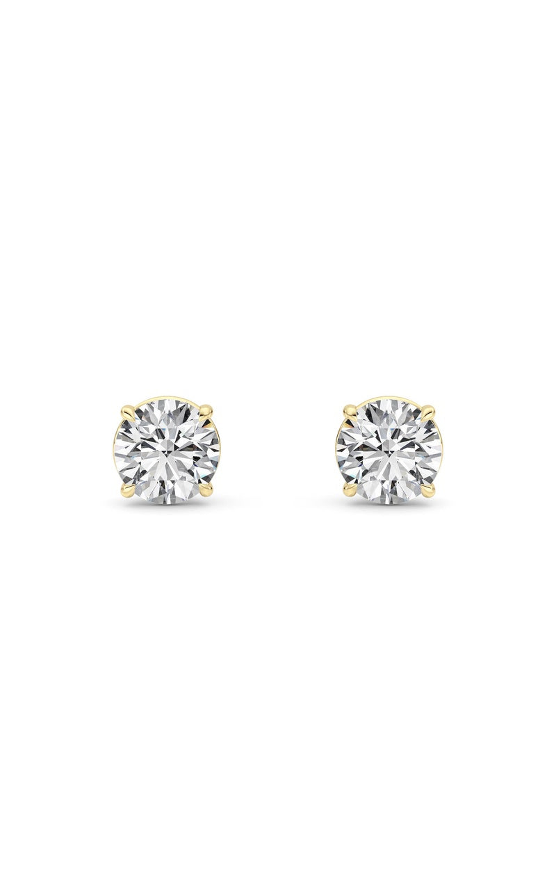 1 Cttw Round Brilliant Stud Earrings in 14K White Gold Over Sterling Silver, Silver|14K Yellow Gold