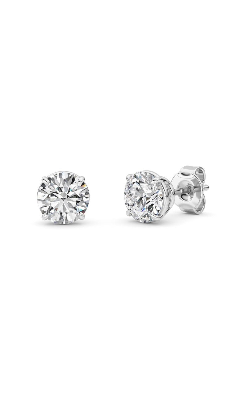 2 Cttw Round Brilliant Stud Earrings in 14K White Gold Over Sterling Silver, Silver|14K White Gold