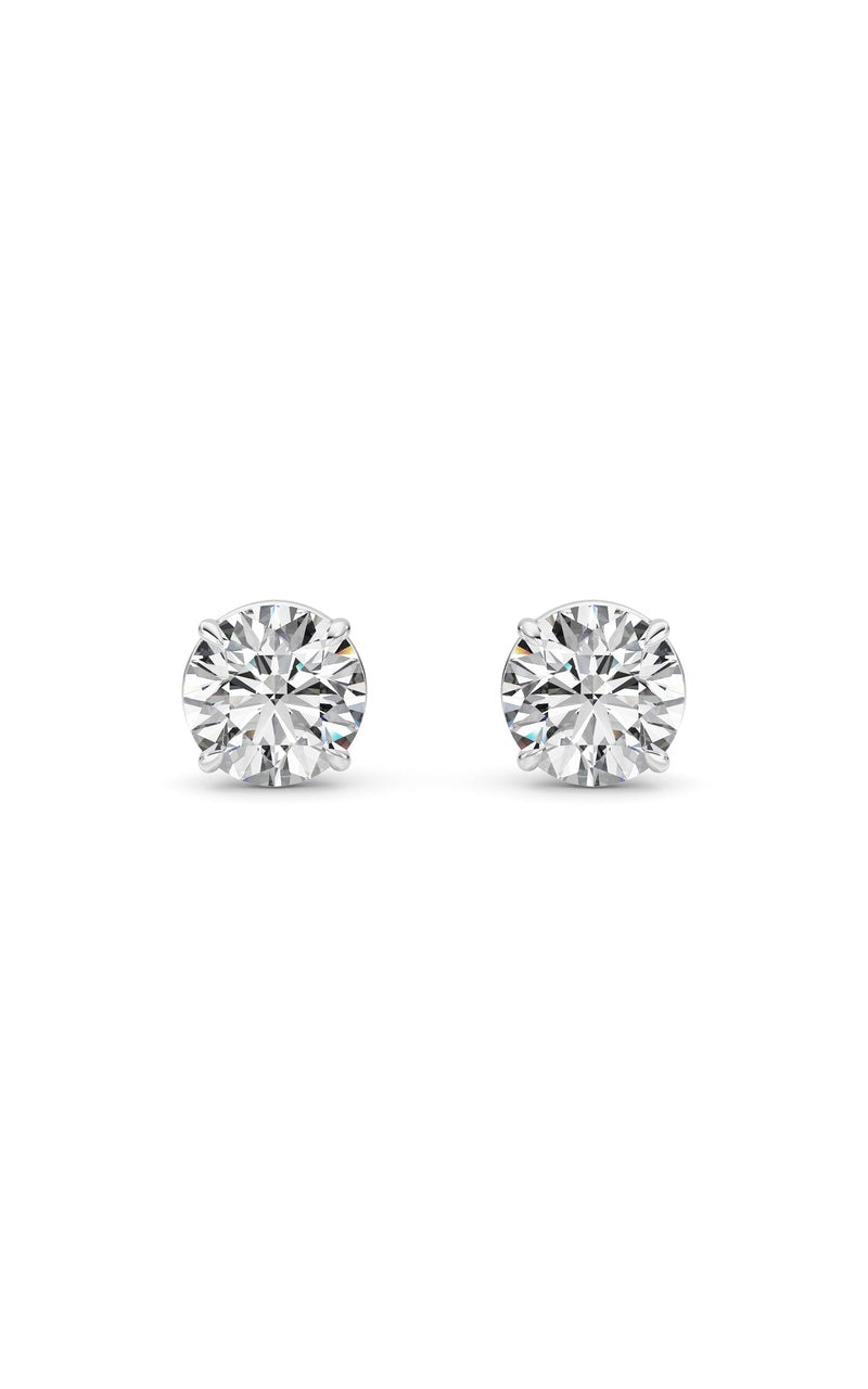 2 Cttw Round Brilliant Stud Earrings in 14K White Gold Over Sterling Silver, Silver|14K White Gold