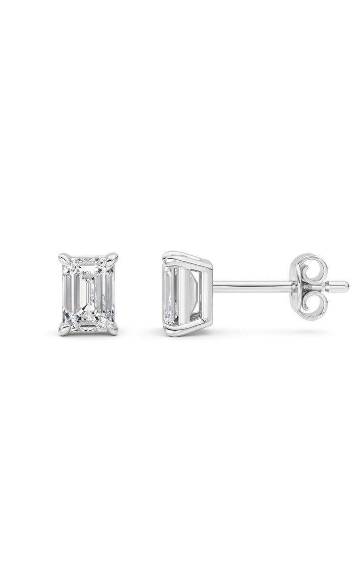 1 Cttw Four Prong Classic Stud Earrings in 14K White Gold Over Sterling Silver
