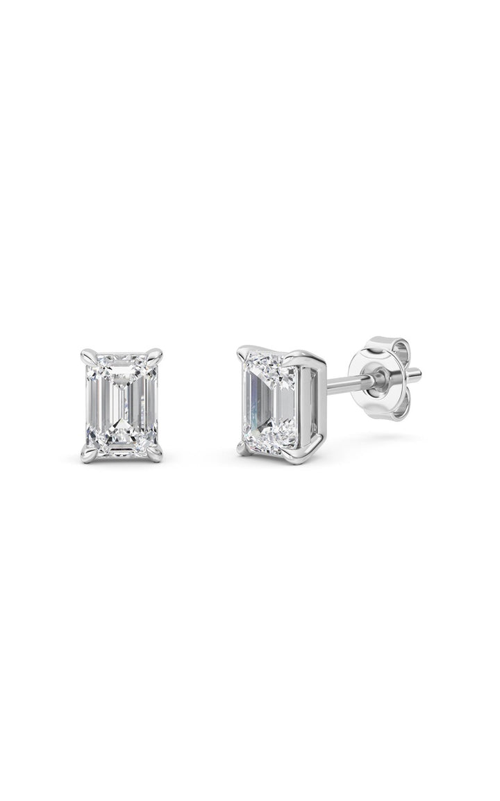 1 Cttw Four Prong Classic Stud Earrings in 14K White Gold Over Sterling Silver