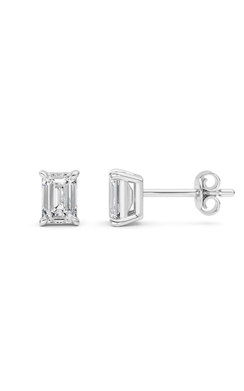 1 Cttw Four Prong Classic Stud Earrings in 14K White Gold Over Sterling Silver, Silver|14K White Gold