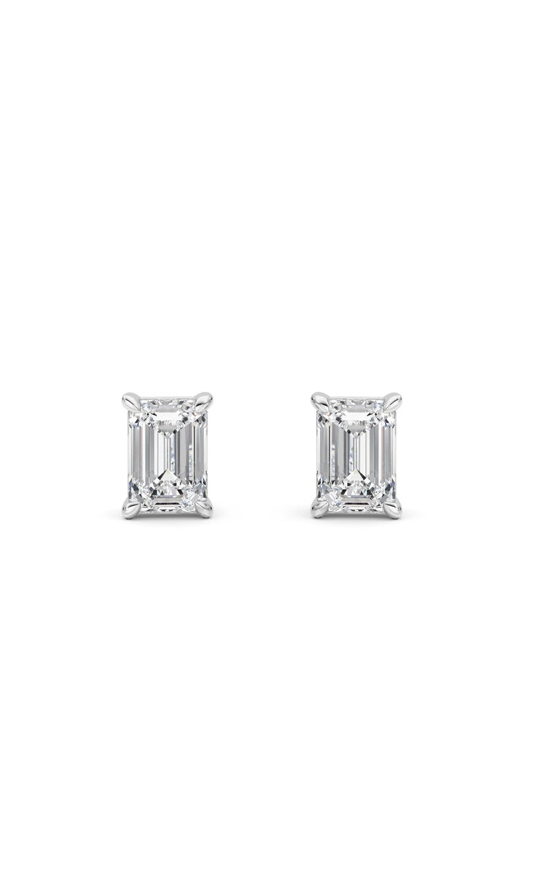 1 Cttw Four Prong Classic Stud Earrings in 14K White Gold Over Sterling Silver, Silver|14K White Gold
